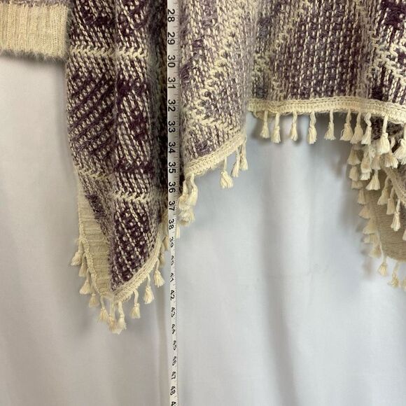 Fate Open Cardigan Tassel Fringe Sweater Lavender & Cream Women’s Large Boho - Picture 8 of 15